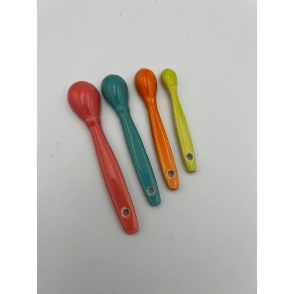 Temp-tations Ceramic Measuring Spoons Set Tad Dash Pinch Drop Multi-Color 4pc